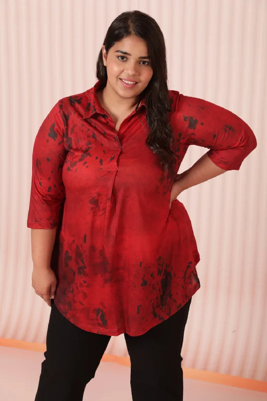 Street Style Fashion Red Casa Centre Pleat Top