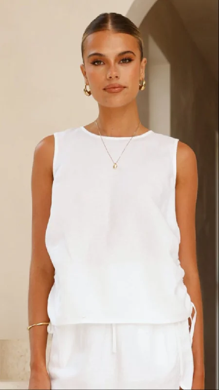Clearance Event Think Twice Linen Top - White