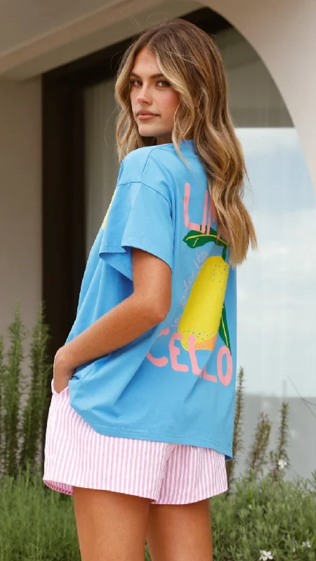Vibrant Styles Limoncello Top and Shorts Set - Blue/Pink
