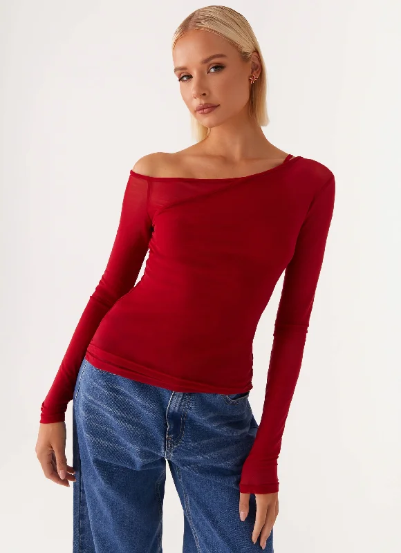 Glamorous Evening Wear Elodie Top - Red