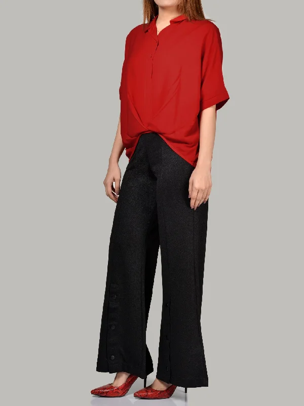 Comfortable Clothes Red Collar Top