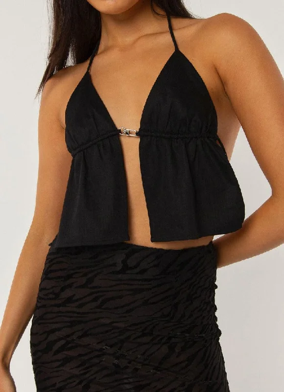 Colorful Clothing Mystic Halter Top - Black