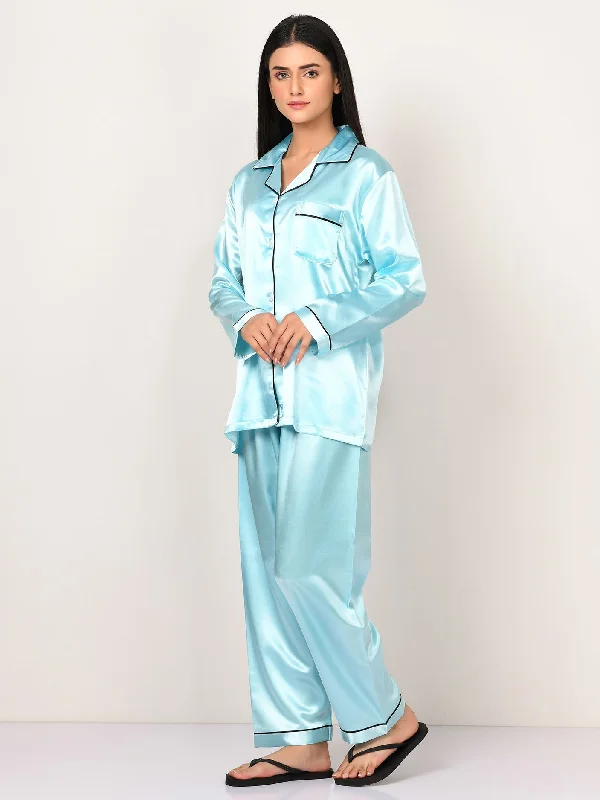 Fashion Forward Silk Sleep Suit - Ferozi