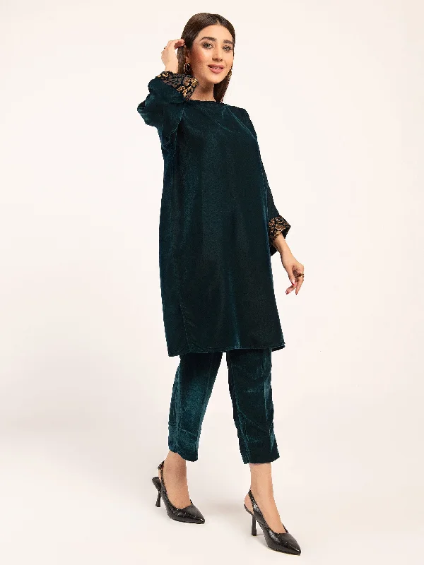 Relaxed Style Embellished Velvet Suit