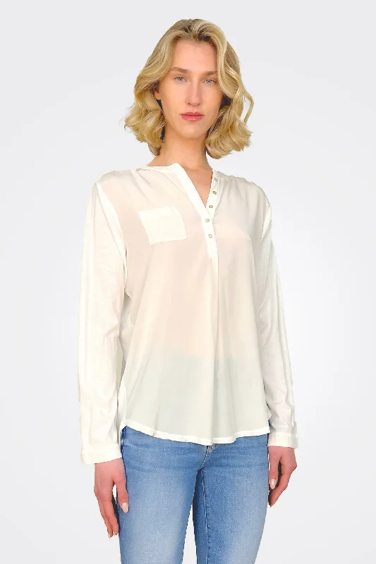 Wardrobe Essentials Mixed Media Shirt - White