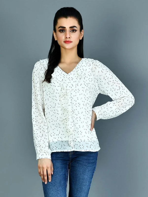 Chic Outfits Printed Chiffon Top