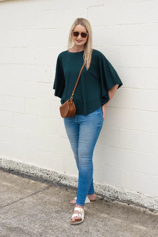 Boutique Styles Kimmie Capelet - Hunter Green