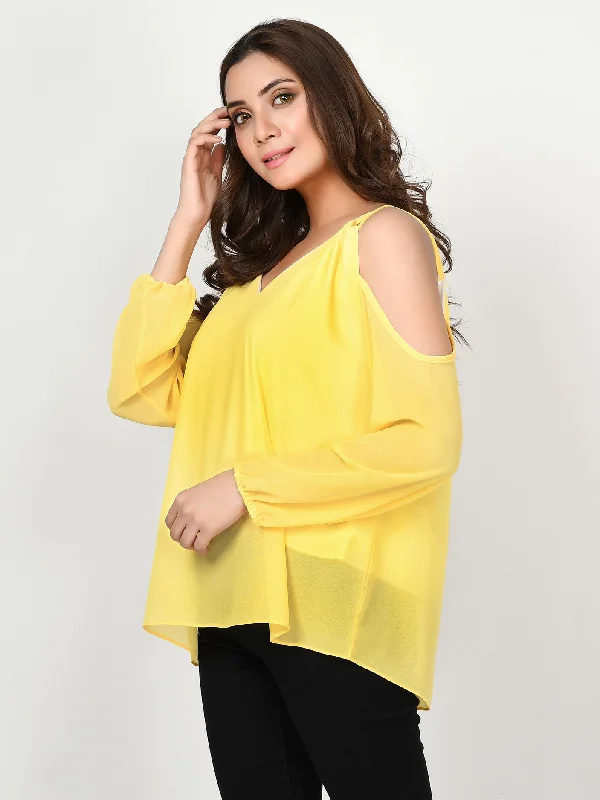 Evening Looks Cold Shoulder Chiffon Top