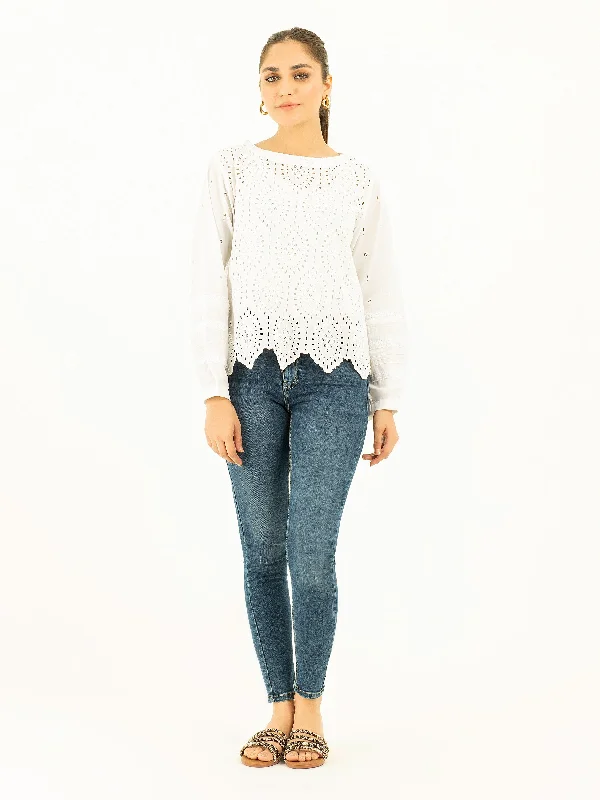Fashion Essentials Embroidered Cambric Top