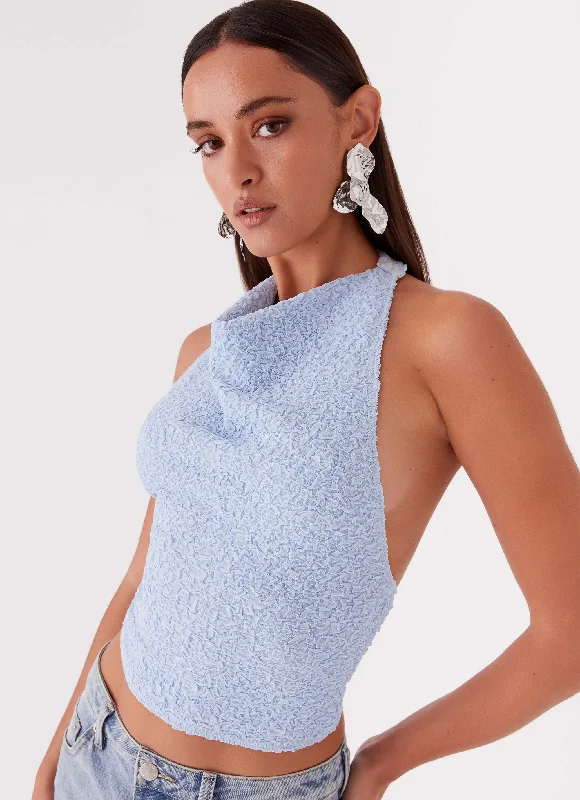 Versatile Outfits Rhemmy Halterneck Top - Blue