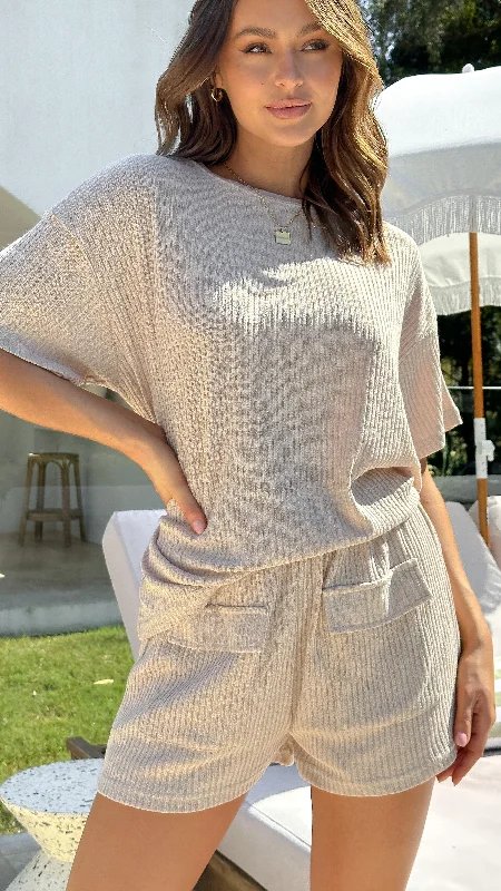 Season Sale Selma Top and Shorts Set - Tan