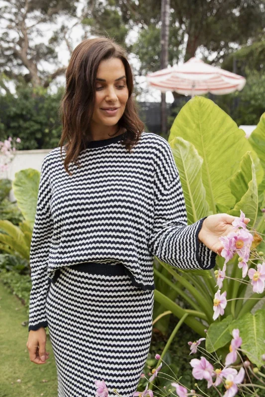 Durable Fashion Picks Elm Rosie Stripe Knit Navy/White