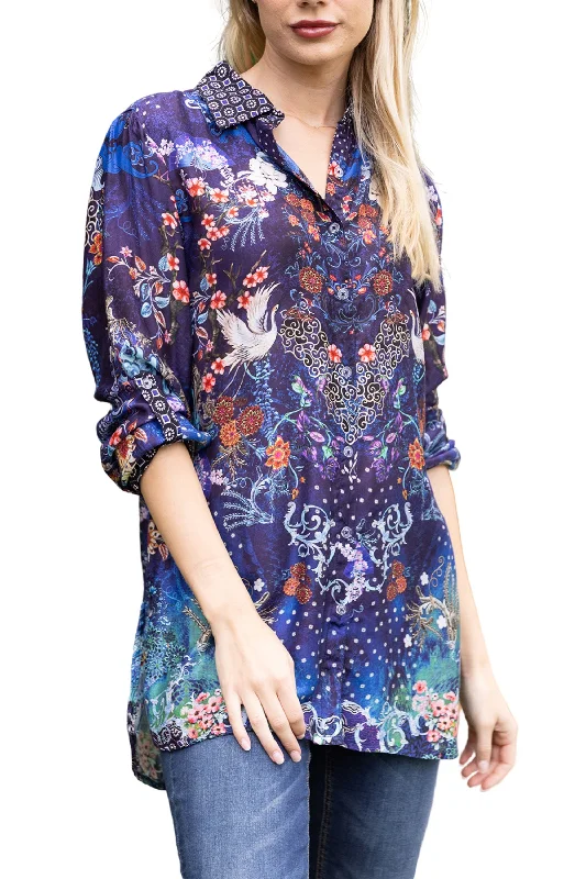 Women's Clothing Boutique MOONFLOWER SHIRT - SLK-J55-MFW