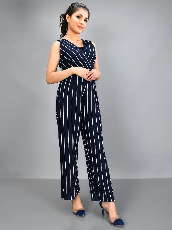 Rocker Chic Fashion Striped Jumpsuit