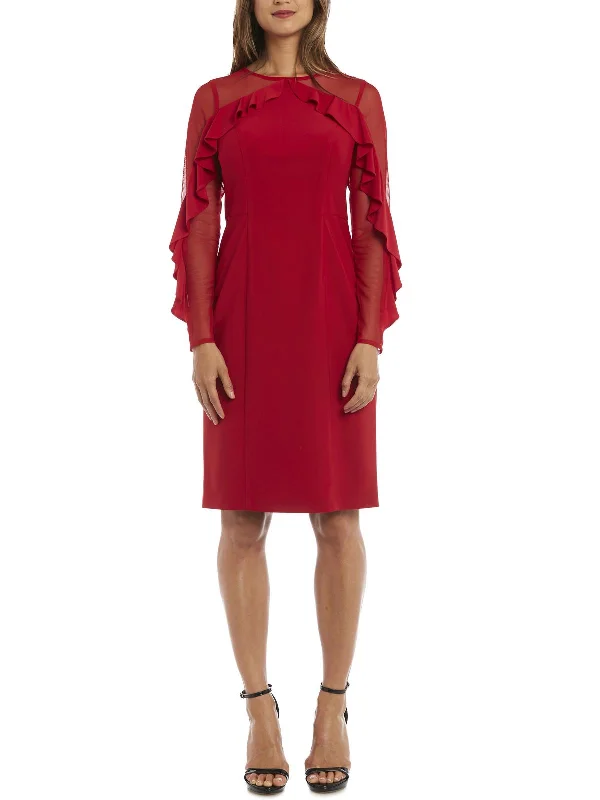 Women's Classic Outfit Womens Illusion Knee-Length Cocktail Dress