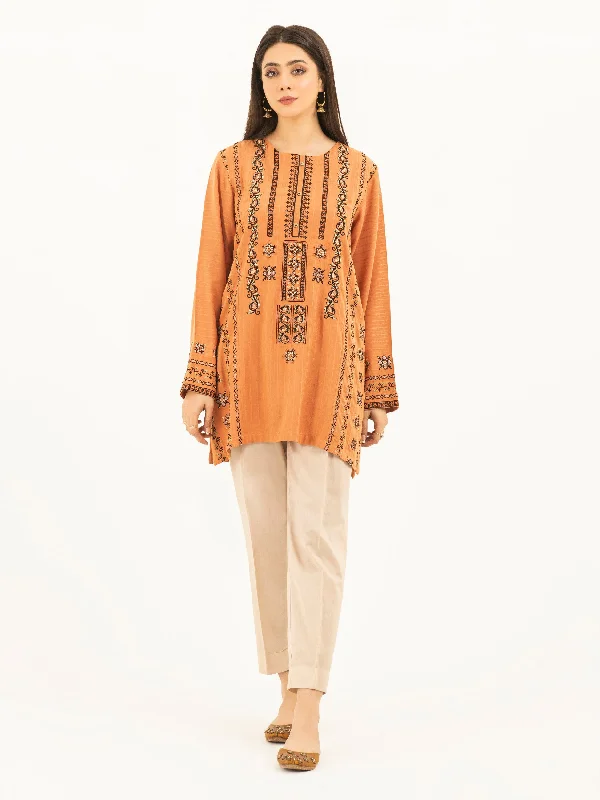 Boho Chic Fashion Embroidered Self Jacquard Top