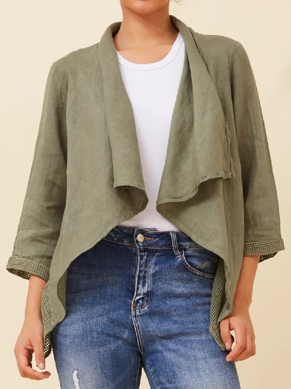 Day To Night Styles BOTTEGA MODA 3/4 SLEEVE LINEN CARDI