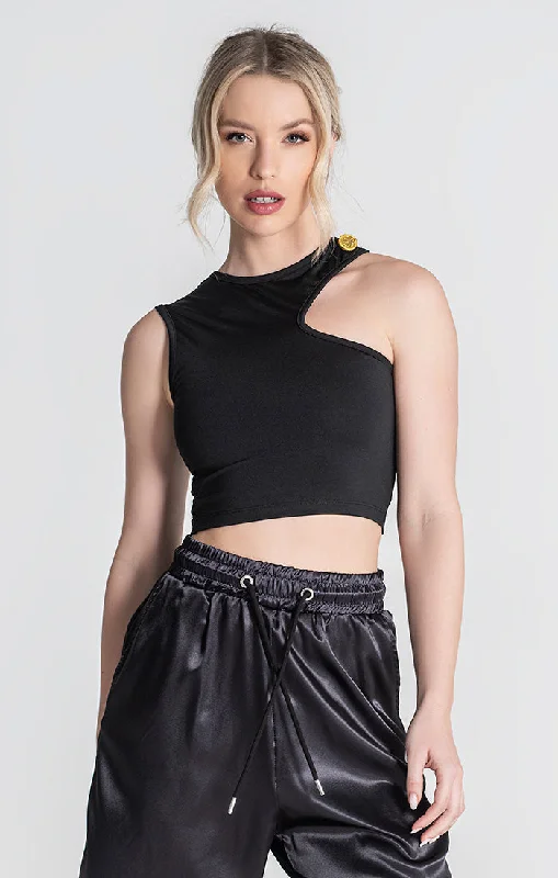 Latest Fashion Black Treasure Asymmetric Top