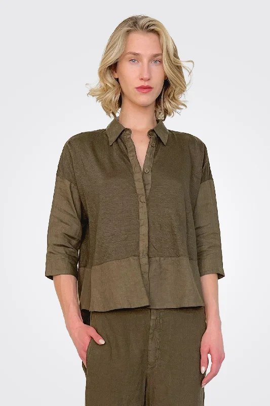 Chic Style, Always In Vogue Linen Jersey Shirt - Brown