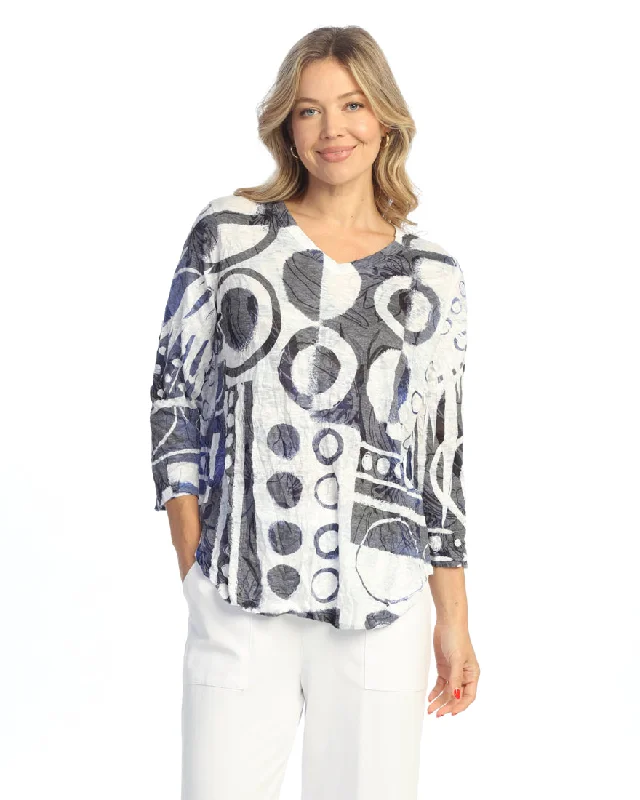 Wardrobe Update Jess & Jane "Dottie" Rayon Burnout Crushed V-Neck Round Hem Top - RC3-2066