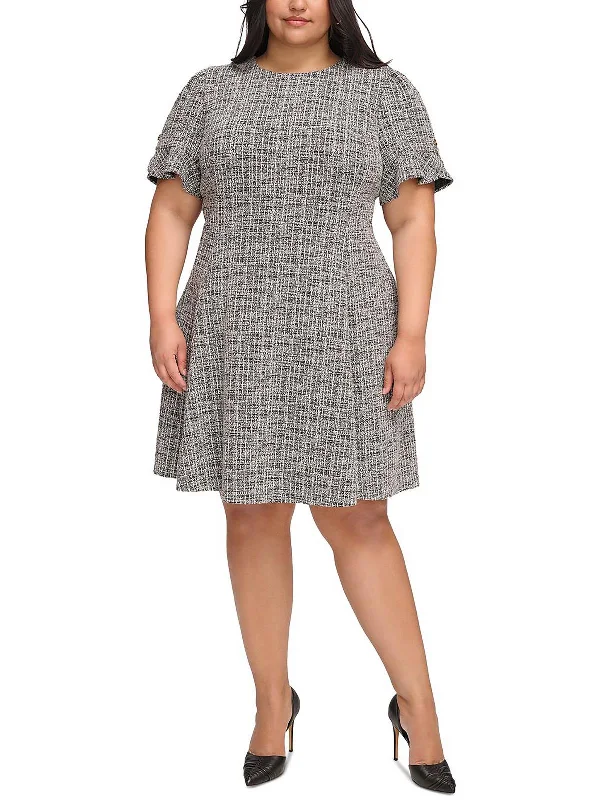 Sale For Women Plus Womens Printed Knit Fit & Flare Dress