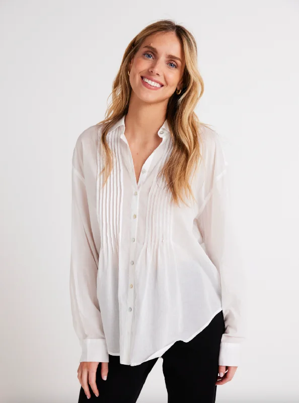 Save Big Pintuck Flowy Shirt - White
