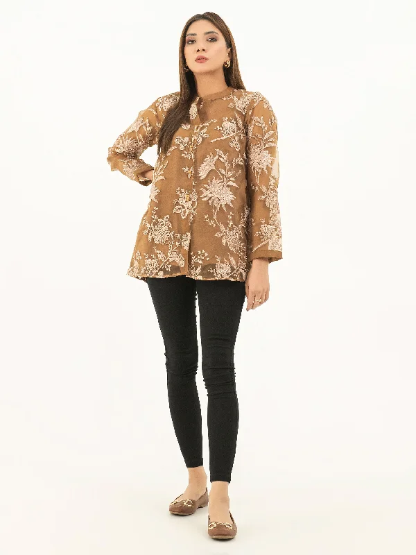 Current Trends Embroidered Organza Top