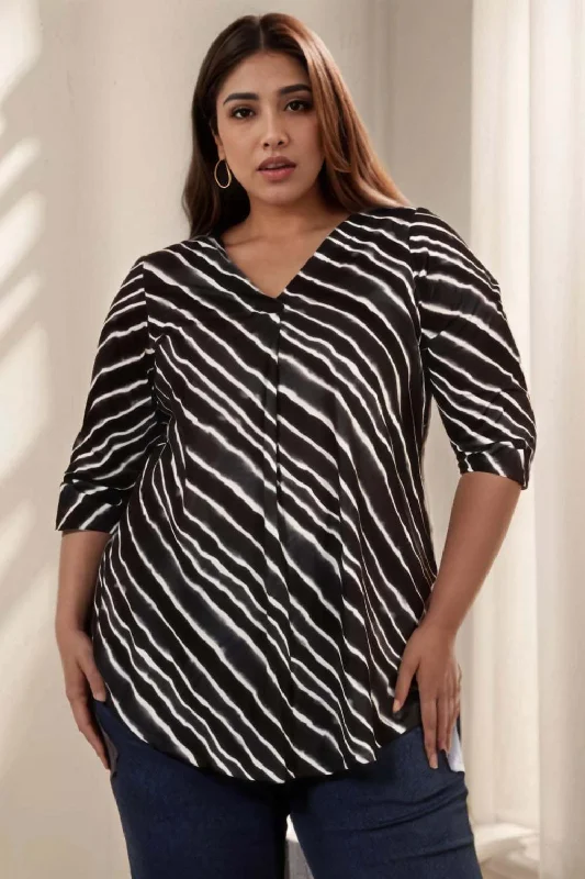 Holiday Special Offers Plus Size Black Lehariya Top