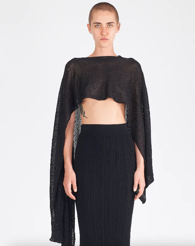 Chic Style Linen Asymmetrical Cape - Black
