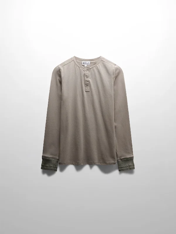 Limited Time Offer Trim Detail Henley-Light Olive