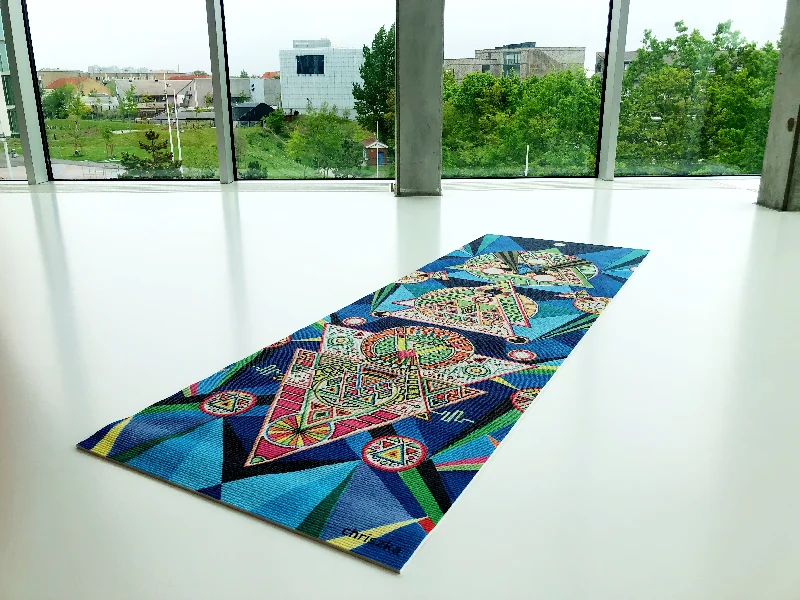Stretch Your Budget With Our Yoga Sale Yoga mat with hand-painted print: Backgammon for Aliens Stretch Your Budget With Our Yoga Sale Yoga mat with hand-painted print: Backgammon for Aliens