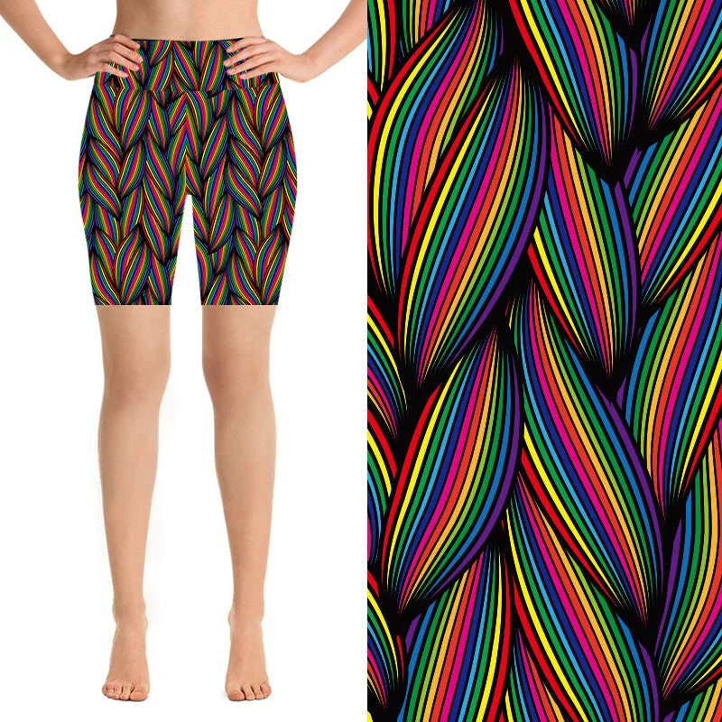 Yoga Apparel Designed For Movement At Lower Prices 24/7 Biker Shorts - Rainbow Braid Yoga Apparel Designed For Movement At Lower Prices 24/7 Biker Shorts - Rainbow Braid