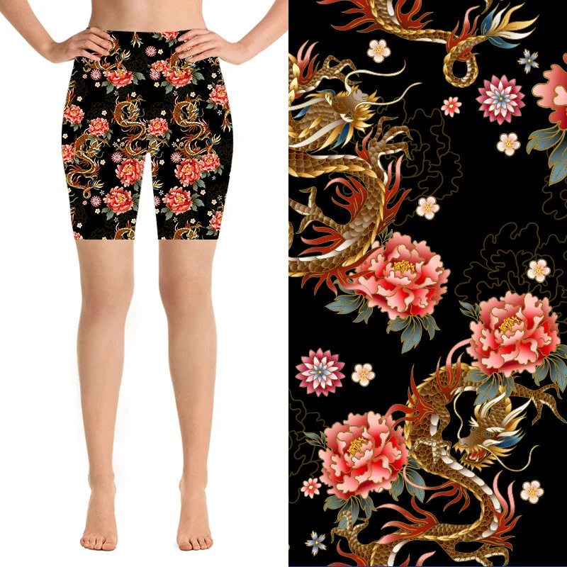 Premium Yoga Wear At Special Discounts 24/7 Biker Shorts - Orient Dragon