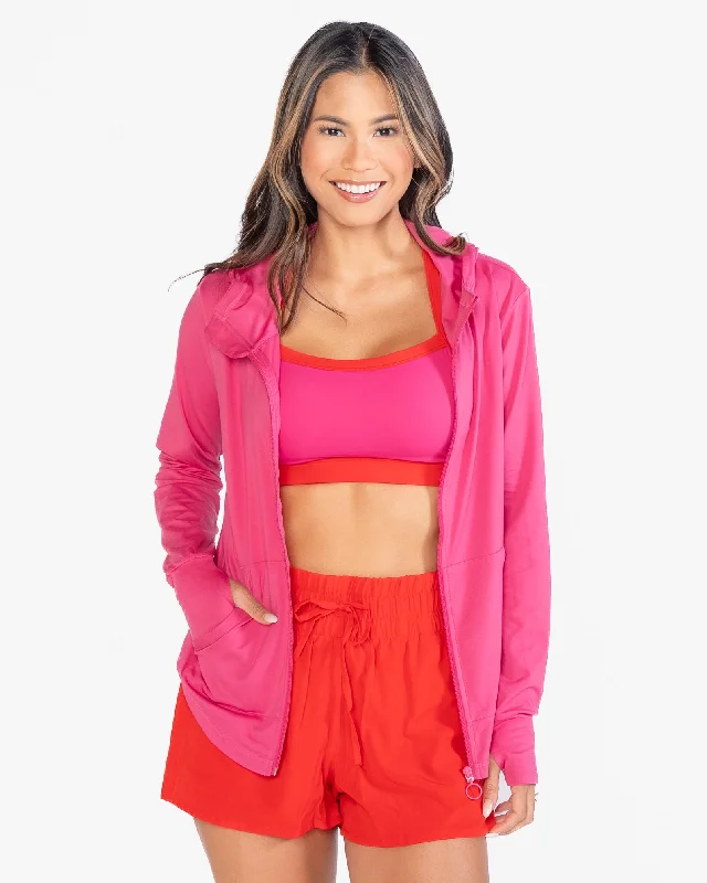 Embrace Comfort With Yoga Wear On Sale Bestie Zip Up Hoodie - Hibiscus