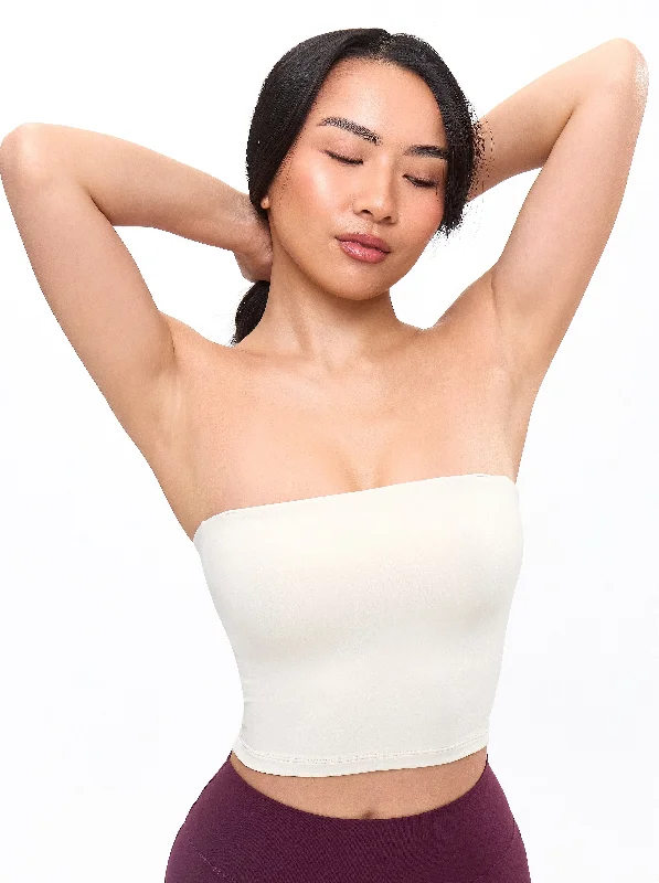 Breathable, Moisture-Wicking, And Budget-Friendly Butter Bandeau Crop - Bone