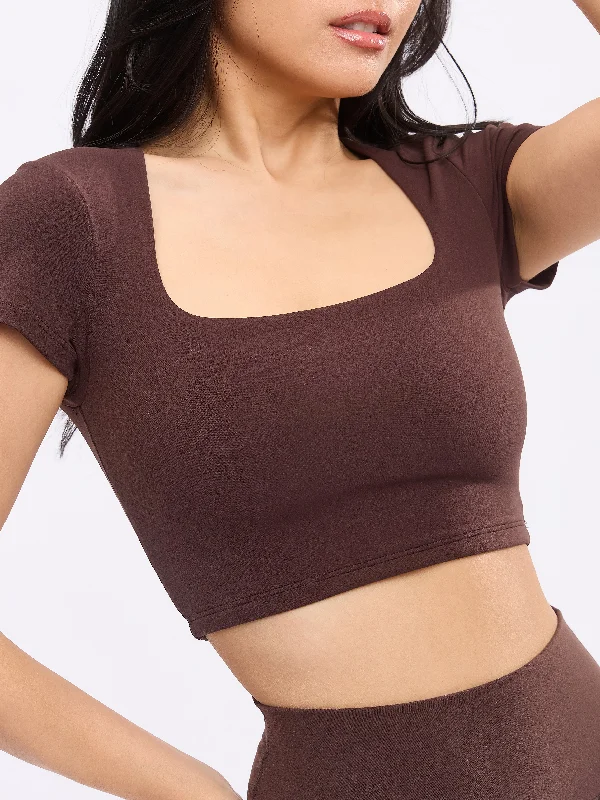 Look Good, Feel Good, And Save Big Butter Crop Top - Journey Dark Brown
