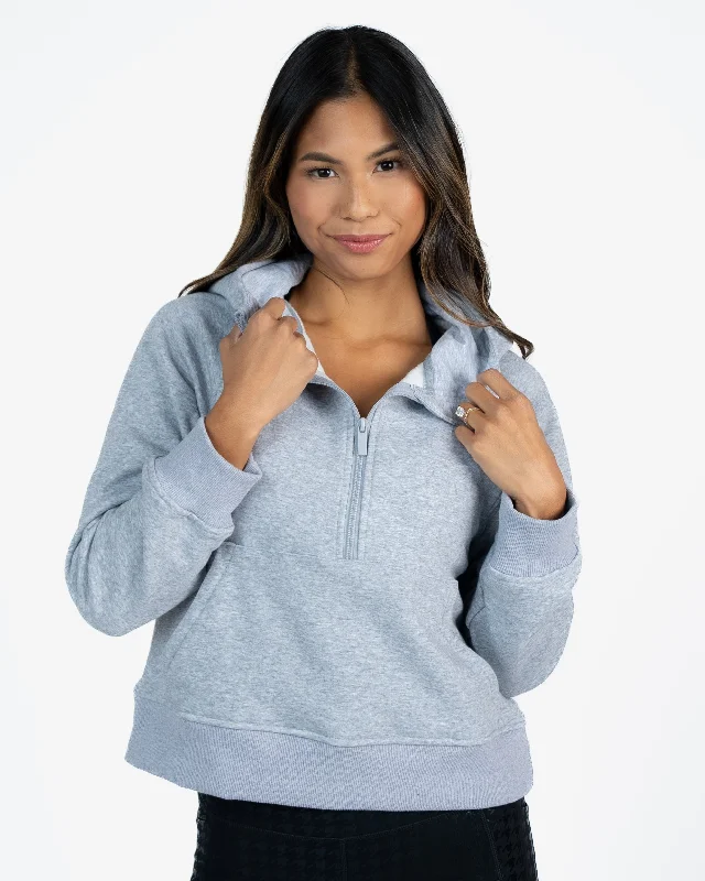 Comfortable, Stylish, And Now More Affordable Classic Half Zip Up Hoodie - Heathered Gray Comfortable, Stylish, And Now More Affordable Classic Half Zip Up Hoodie - Heathered Gray