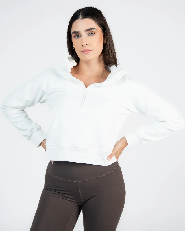 Stretch Your Limits, Not Your Wallet Classic Half Zip Up Hoodie - Sweet Cream