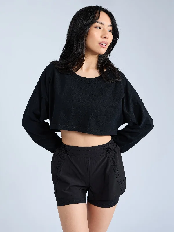 Embrace Comfort With Yoga Wear On Sale Cool Girl Crop - Onyx Black