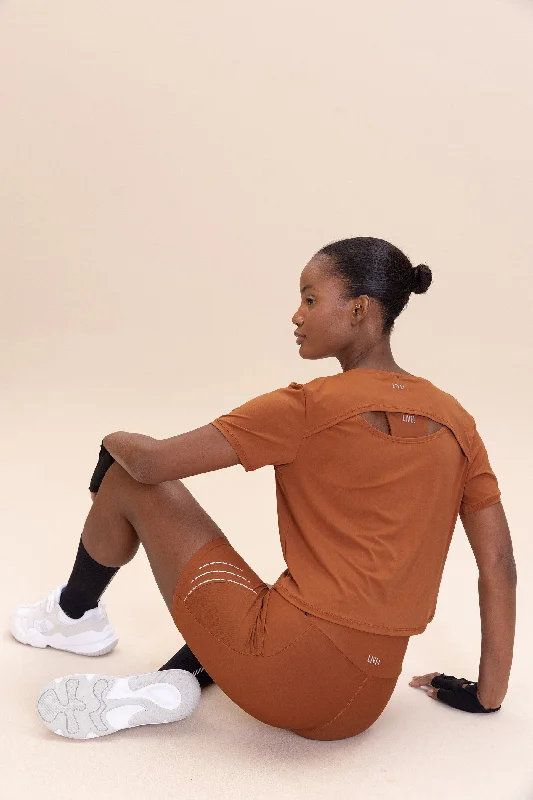 Flexibility Meets Affordability In Our Yoga Wear Sale Cut Out Broad T-shirt