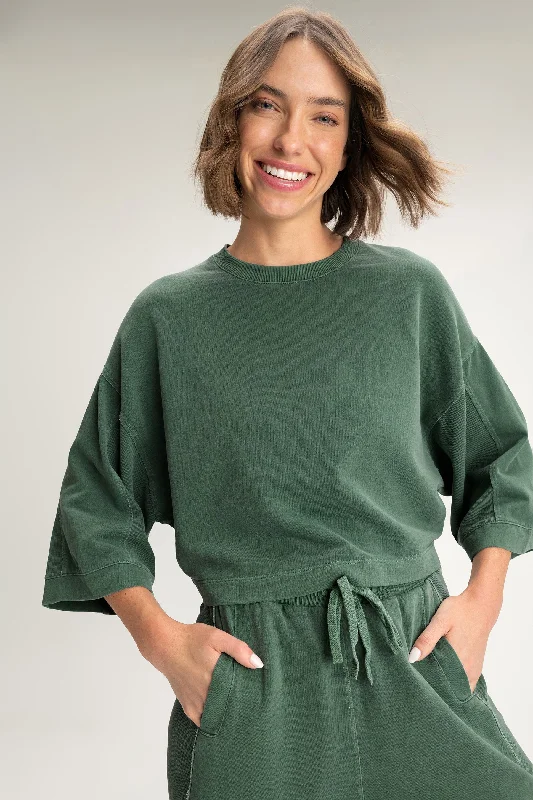 Trendy Yoga Outfits At Budget-Friendly Prices Dye Washed Cropped Sweatshirt