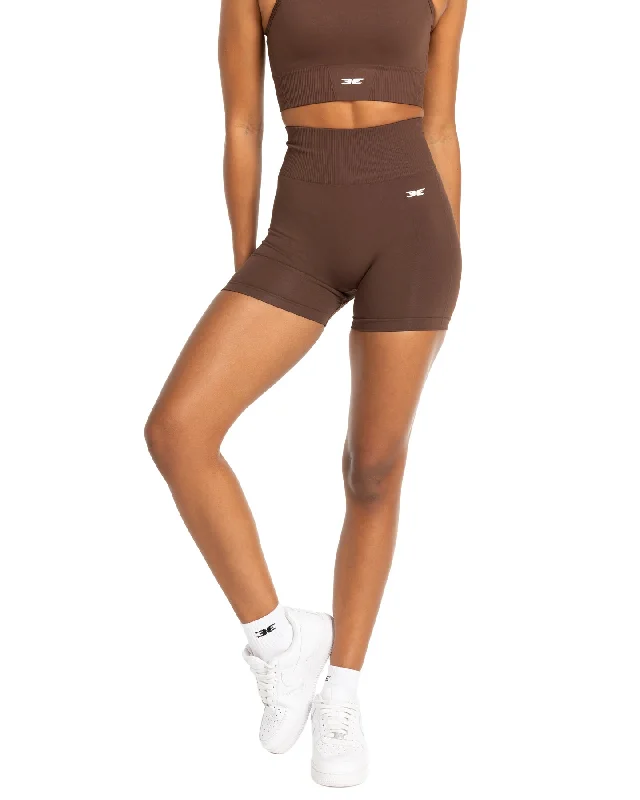 Move With Confidence In Discounted Yoga Outfits Elite Seamless V2 Shorts - Chocolate (Subtle Scrunch) Move With Confidence In Discounted Yoga Outfits Elite Seamless V2 Shorts - Chocolate (Subtle Scrunch)