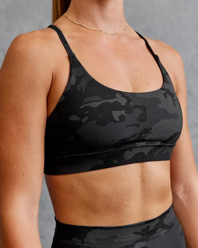 Breathable, Moisture-Wicking, And Budget-Friendly Elixir Sports Bra - Black Camo