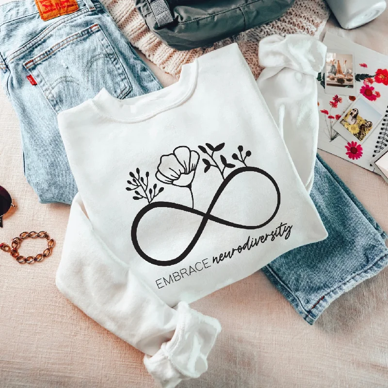 Fashionable Yoga Apparel Now On Sale Embrace Neurodiversity • White Pullover