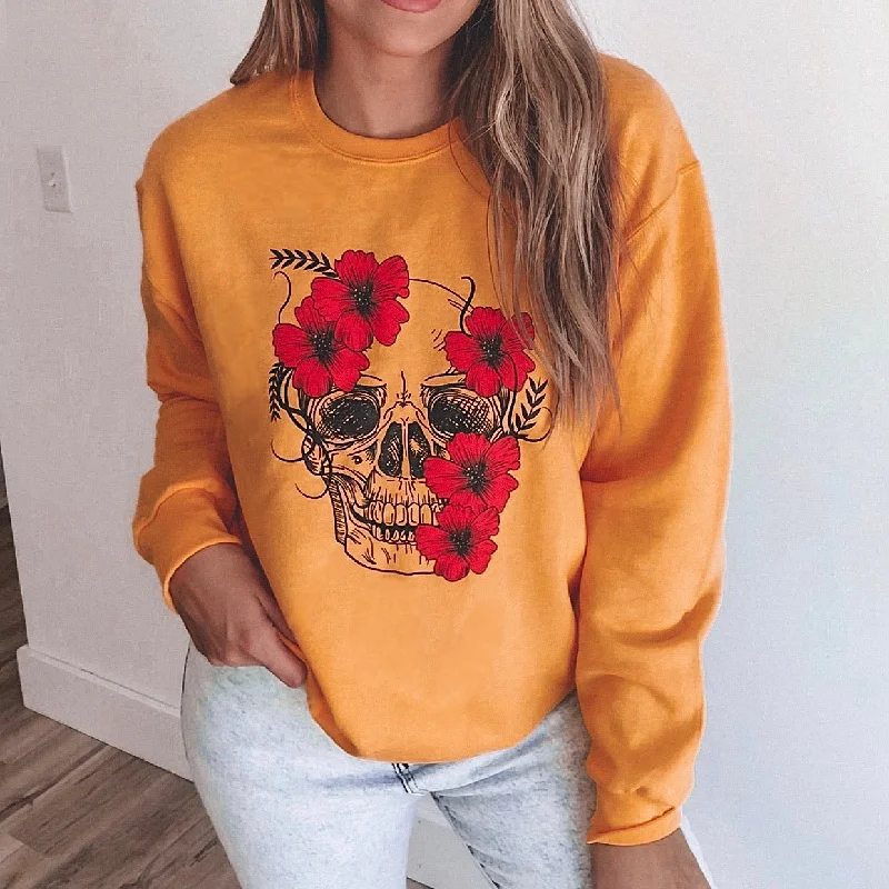 Flow In Comfort With Stylish Discounts Floral Skull • Pullover