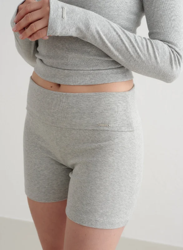 From Warm-Ups To Cooldowns, Shop And Save Grey Melange Ease Ribbed Shorts