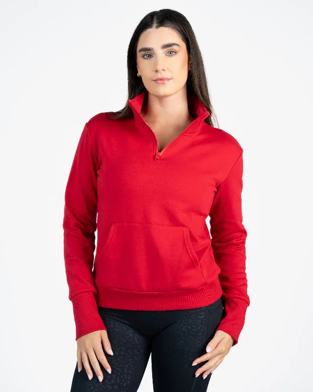 Your Go-To Yoga Outfits Now More Affordable Hailey Classic Half Zip - Cherry