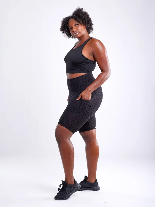 Namaste And Save On Yoga Apparel High-Waisted Scrunch Yoga Shorts with Hip Pockets