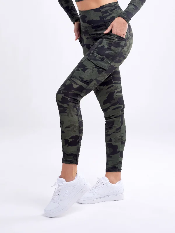 Find Your Perfect Fit With Discounted Yoga Outfits High-Waisted Tactical Outdoor Leggings with Side Cargo Pockets