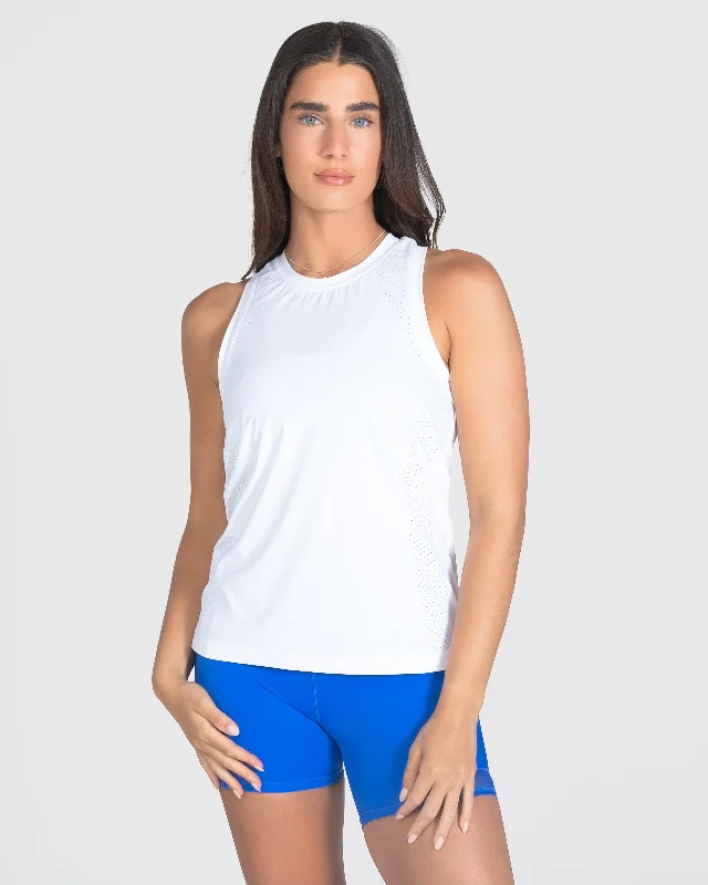 The Best Styles At The Best Prices Laser Cut Tank - White